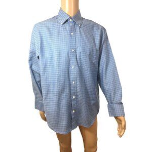 Banana Republic Men’s Shirt L Blue Check Long Sleeve  Button Down 16 -16.5 Neck